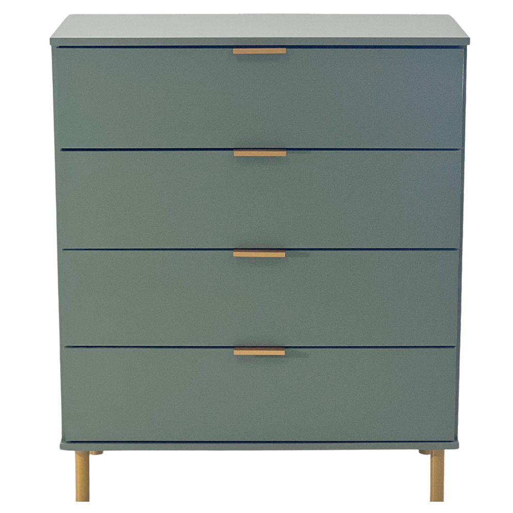 Comoda 80 cm 4 Gavetas Pes Madeira DM242 Verde Oliva Dtall