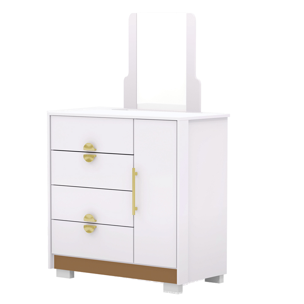 Comoda Com Espelho 4 Gavetas 1P 93 cm BEL Branco Camarim VLR