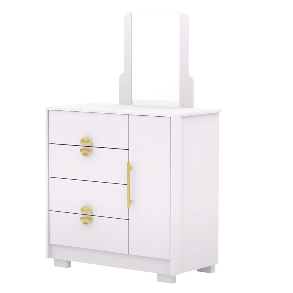 Comoda Com Espelho 4 Gavetas 1P 93 cm BEL Branco Camarim VLR