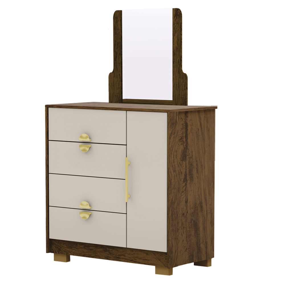 Comoda Com Espelho 4 Gavetas 1P 93 cm BEL Imbuia Fendi VLR