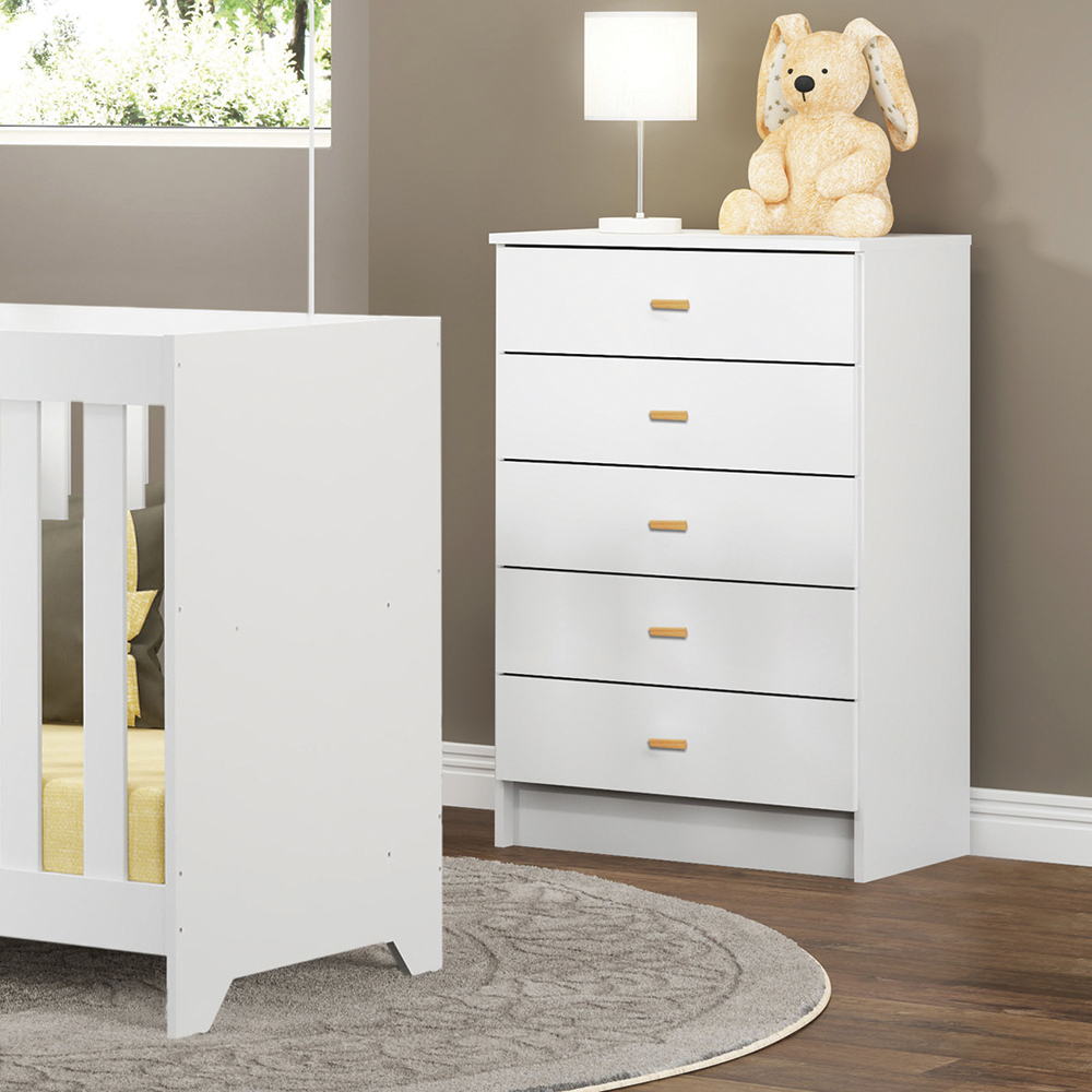 Comoda Infantil Para Quarto 5 Gavetas 60X91X38 cm BB120 Branco Dtall