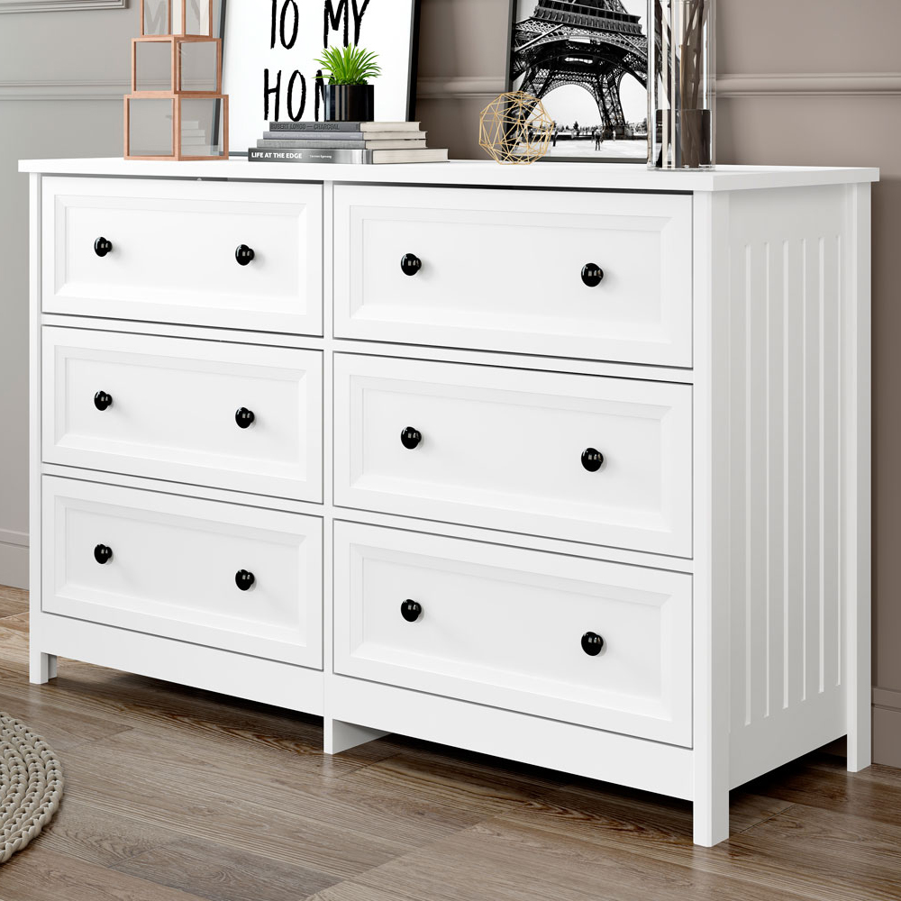 Comoda Para Quarto 6 Gavetas 120 cm DM217 Branco Dtall