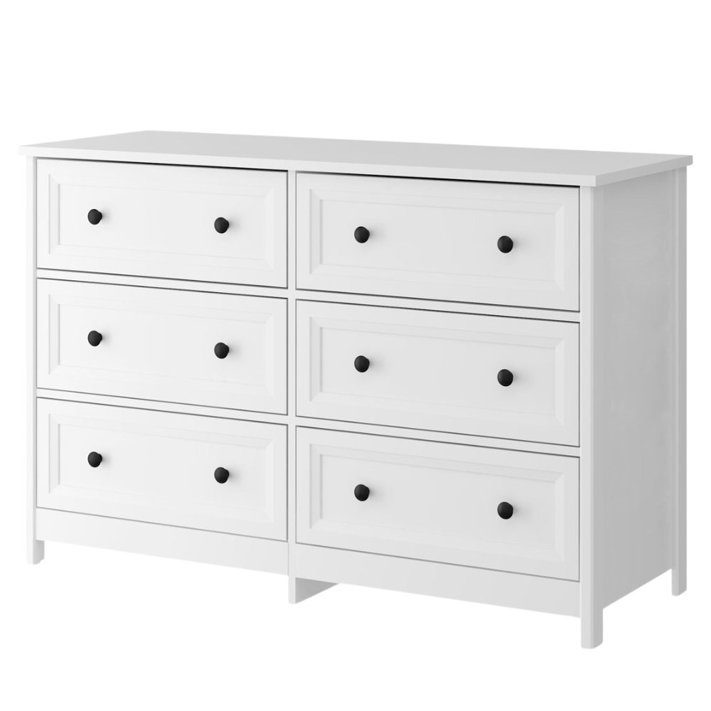 Comoda Para Quarto 6 Gavetas 120 cm DM217 Branco Dtall