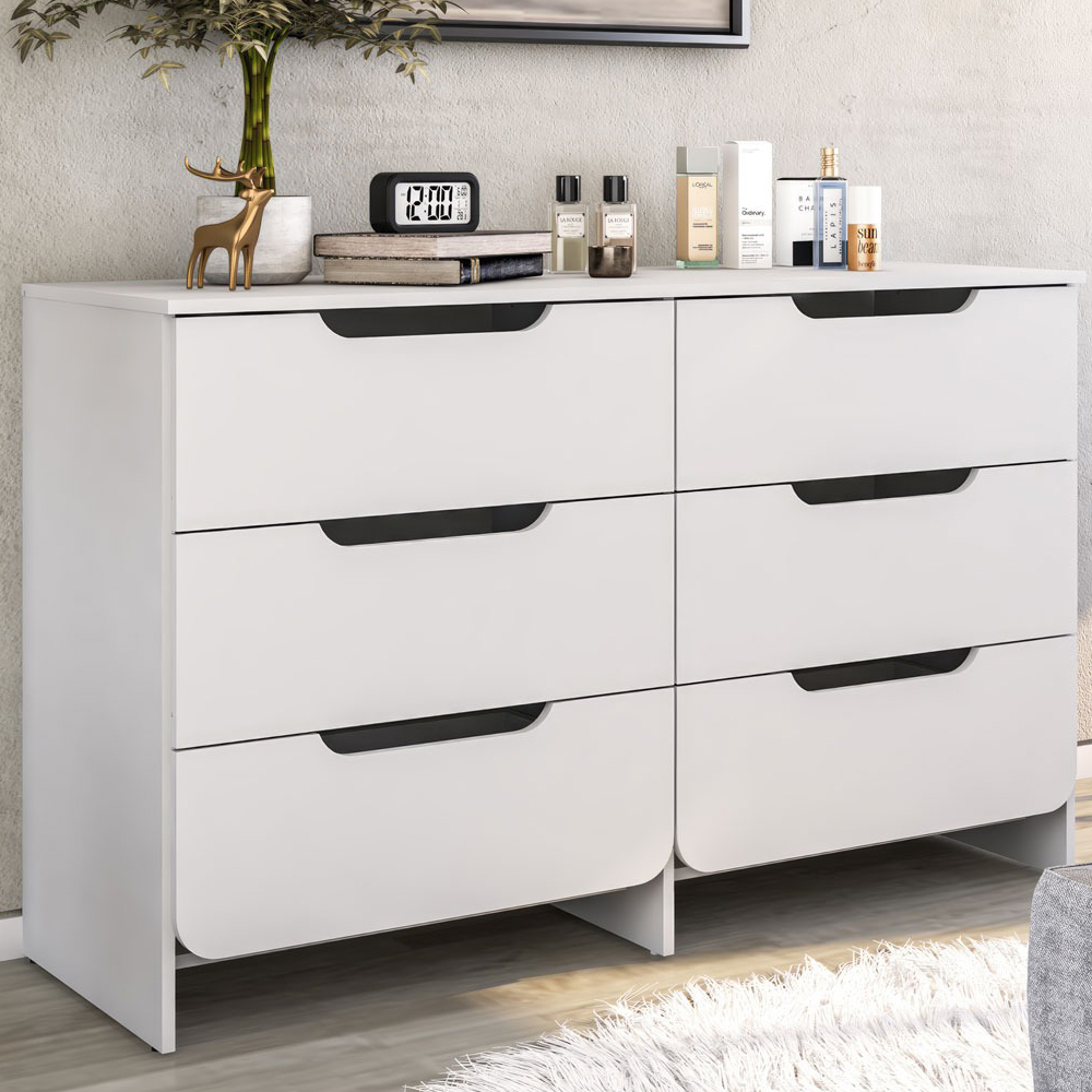 Comoda Para Quarto 6 Gavetas 132 cm DM244 Branco Dtall