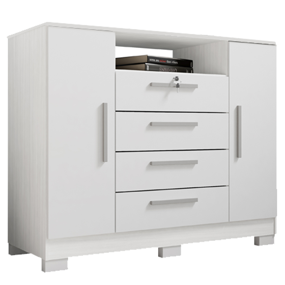 Comoda Rack 2P 4G Madri 121 cm Branco INCP