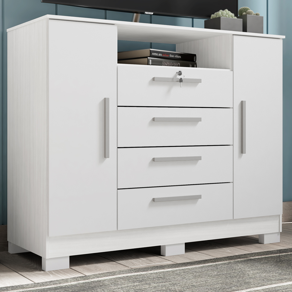 Comoda Rack 2P 4G Madri 121 cm Branco INCP