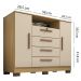 Comoda Rack 2P 4G Madri 121 cm Carvalho Am Off White INCP