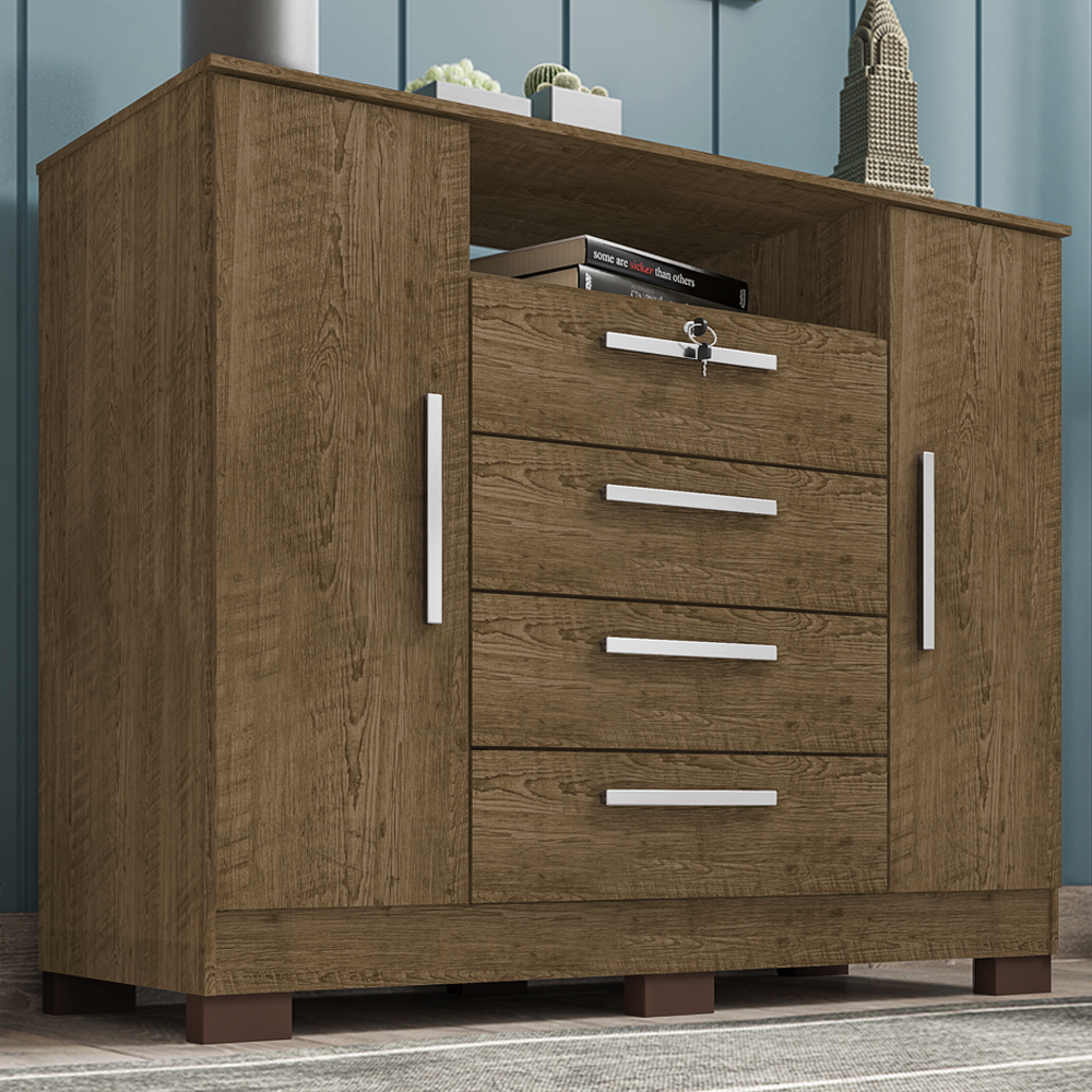 Comoda Rack 2P 4G Madri 121 cm Malbec INCP