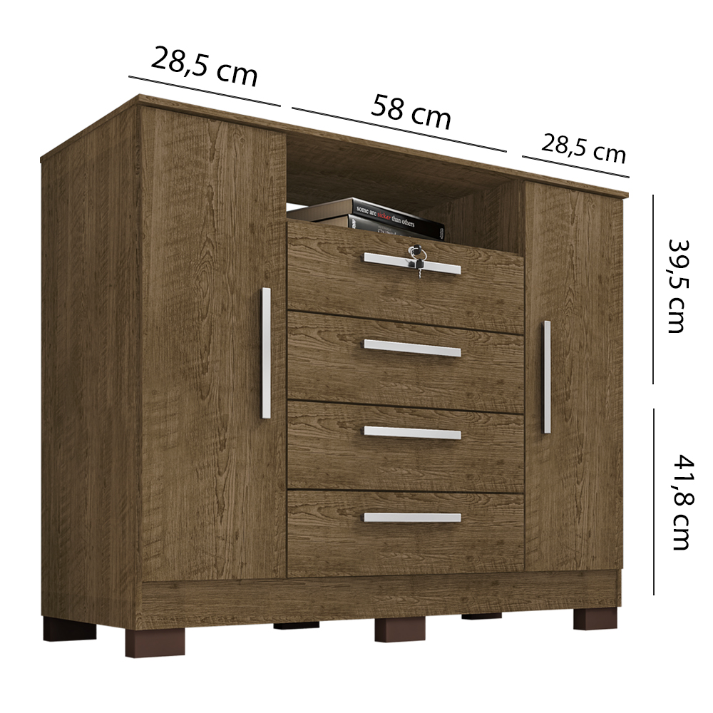 Comoda Rack 2P 4G Madri 121 cm Malbec INCP