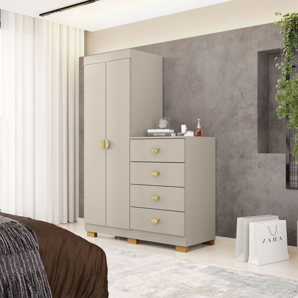 Comoda Roupeiro 120 cm 2 Portas CRIS 20034 Fendi VLR