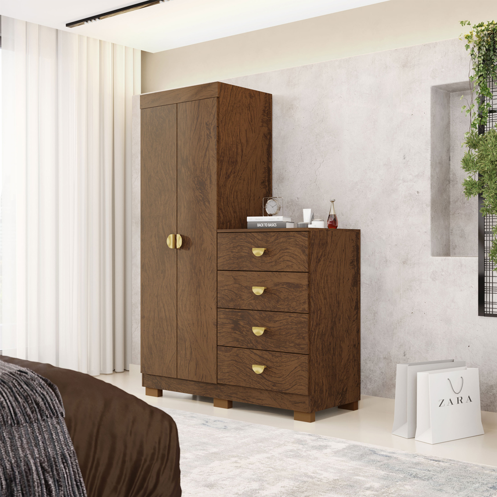 Comoda Roupeiro 120 cm 2 Portas CRIS 20034 Imbuia VLR