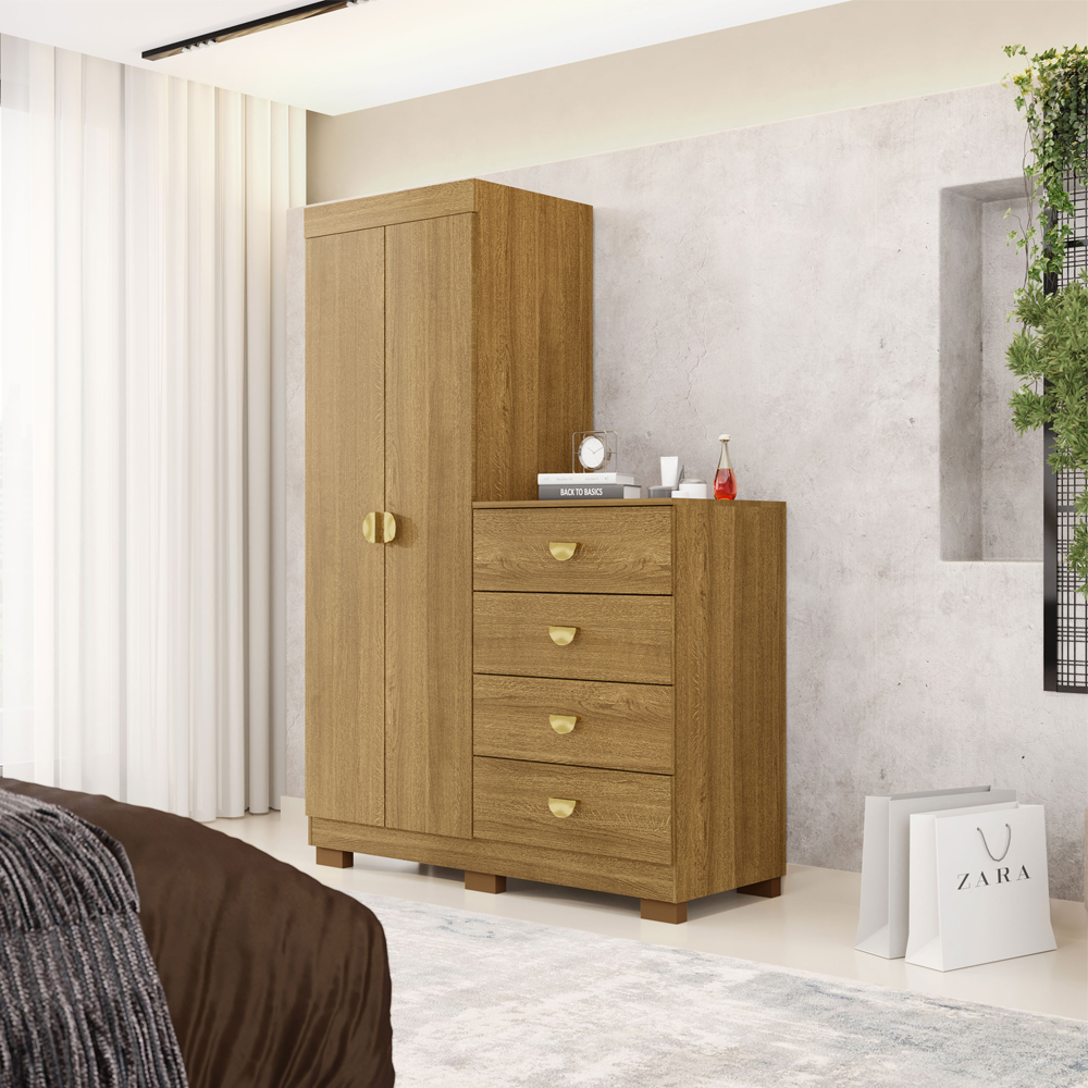 Comoda Roupeiro 120 cm 2 Portas CRIS 20034 Nature VLR