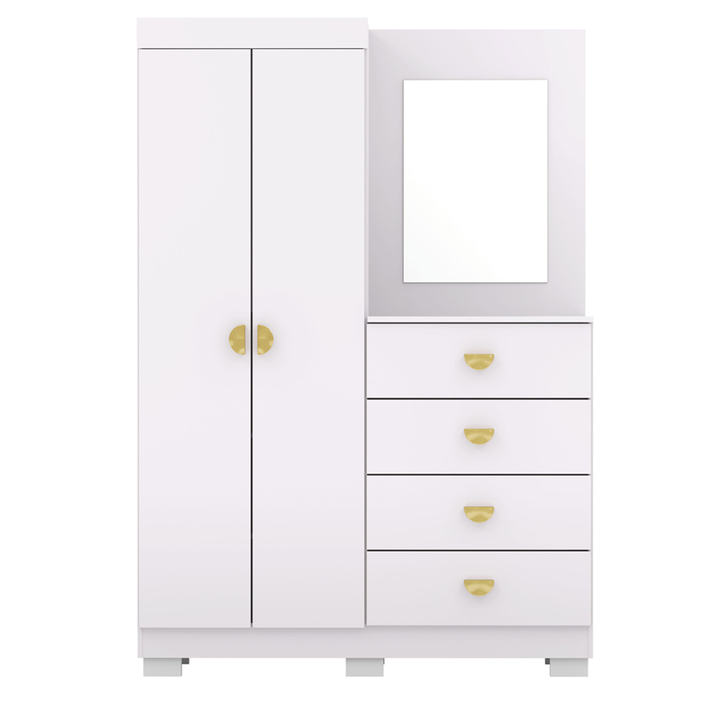 Comoda Roupeiro Espelho 120 cm 2 Portas 20034 Branco Camarim VLR