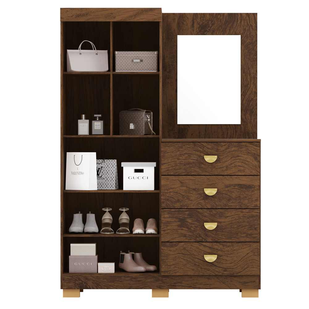 Comoda Roupeiro Espelho 120 cm 2 Portas 20034 Imbuia VLR