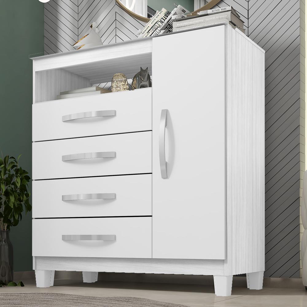 Comoda Sapateira 1P 4G 84 cm Moden 2258 Branco Flex INCP