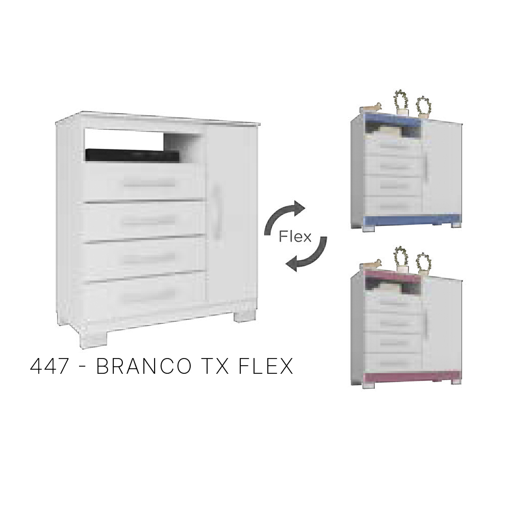 Comoda Sapateira 1P 4G 84 cm Moden 2258 Branco Flex INCP