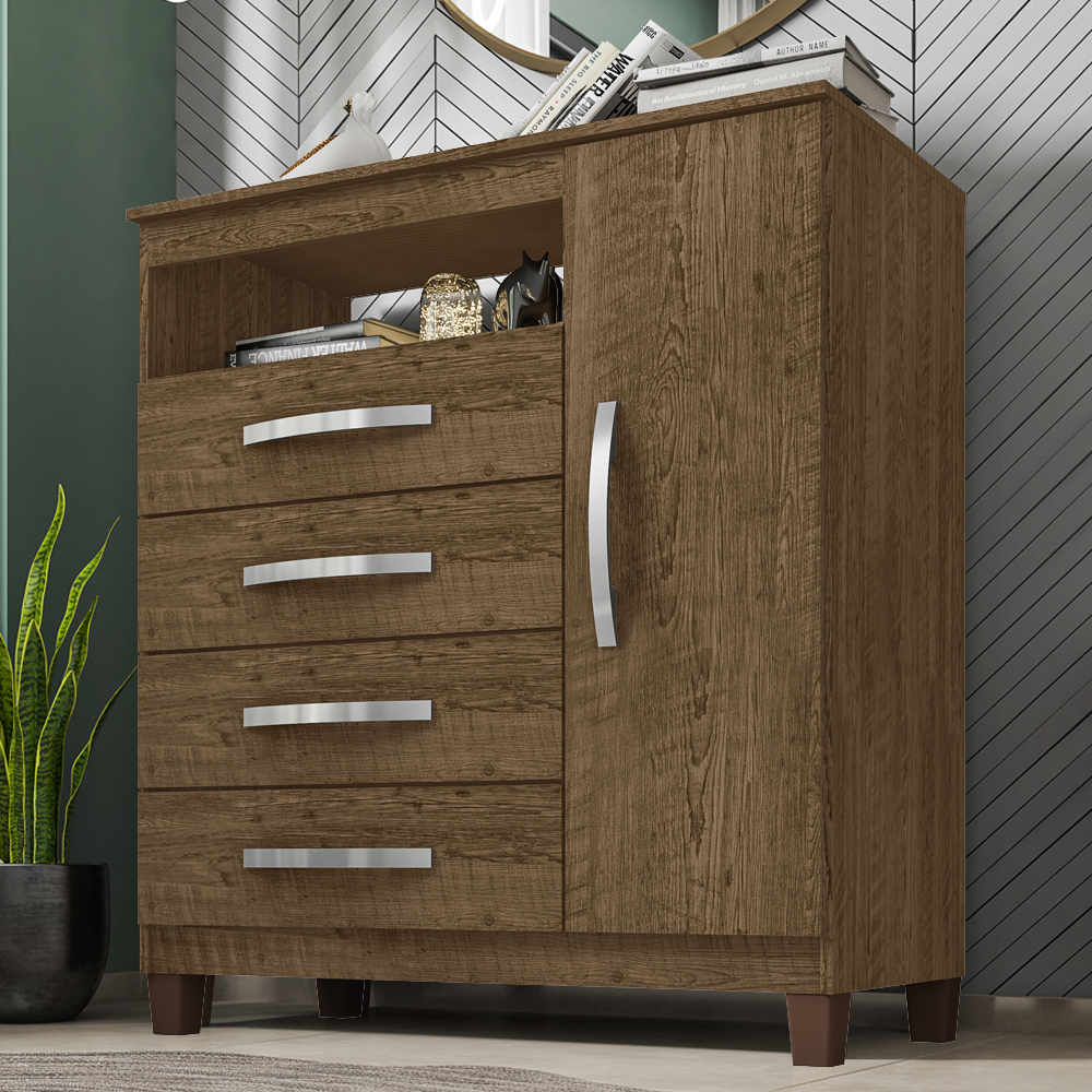 Comoda Sapateira 1P 4G 84 cm Moden 2258 Malbec INCP