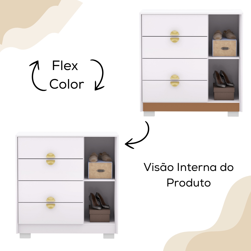 Comoda Sapateira 4 Gavetas 1P 93 cm 20033 Branco Camarim VLR