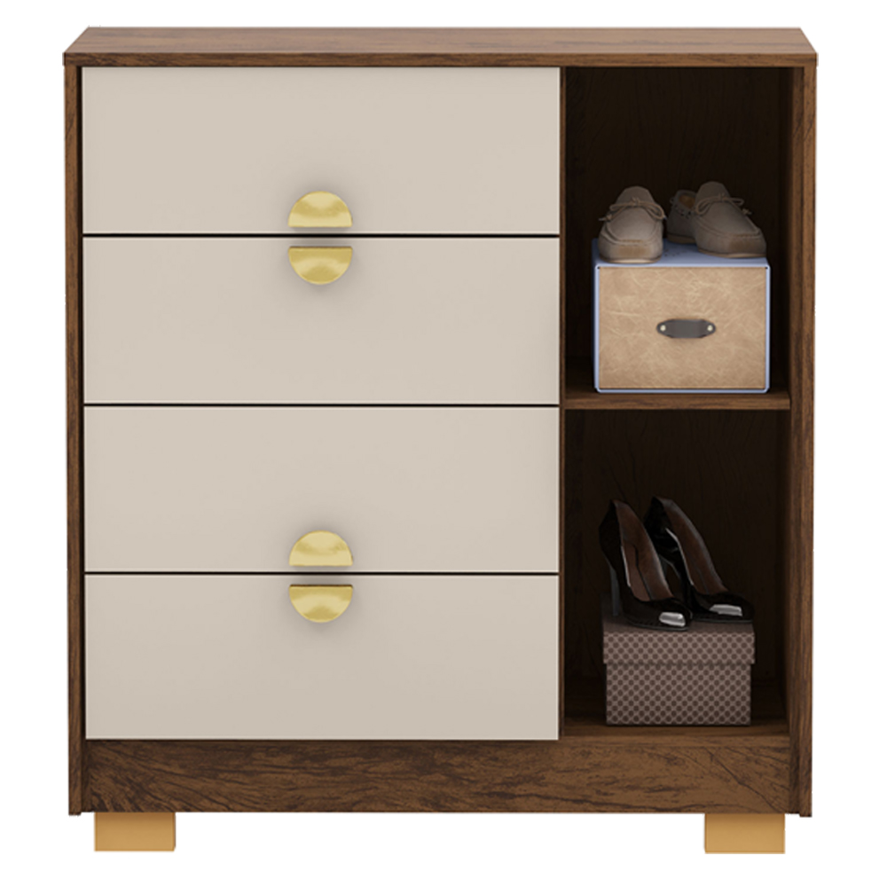 Comoda Sapateira 4 Gavetas 1P 93 cm 20033 Imbuia Fendi VLR