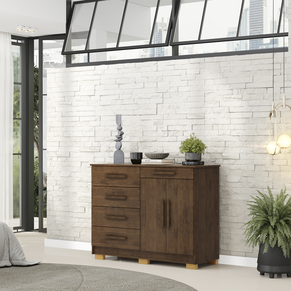 Comoda Sapateira 5G 2P 122 cm SIRI 20019 Imbuia VLR