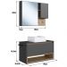 Conjunto Armario e Gabinete 80cm Com Cuba Mel Grafite PRODDY