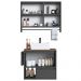Conjunto Armario e Gabinete Com Cuba 60cm Mel Grafite PRODDY