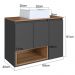 Conjunto Gabinete Suspenso 80 cm Com Cuba BL9220 Mell Grafite FAEM