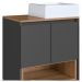 Conjunto Gabinete Suspenso 80 cm Com Cuba BL9220 Mell Grafite FAEM