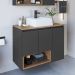 Conjunto Gabinete Suspenso 80 cm Com Cuba BL9220 Mell Grafite FAEM