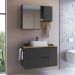 Conjunto Gabinete com Cuba e Espelheira 80cm Mel Grafite PRODDY