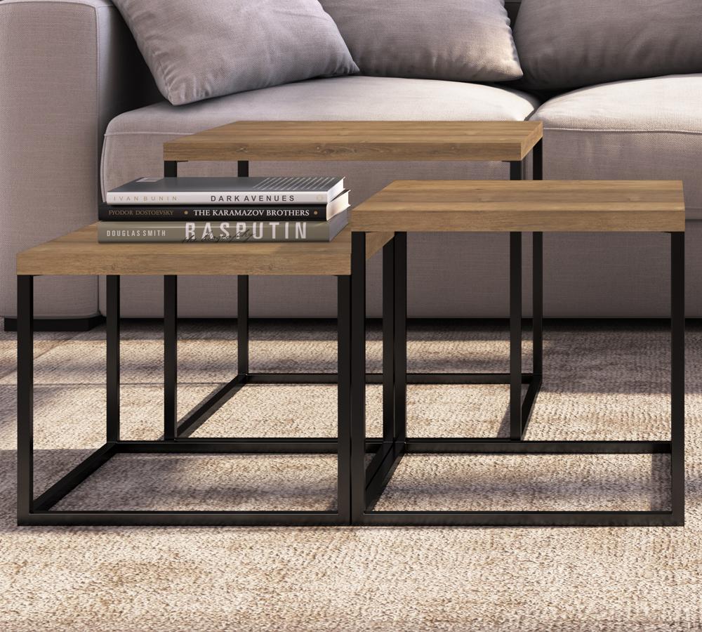 Conjunto Mesas De Centro Aço 03 Peças Preto Vermont Milani Store