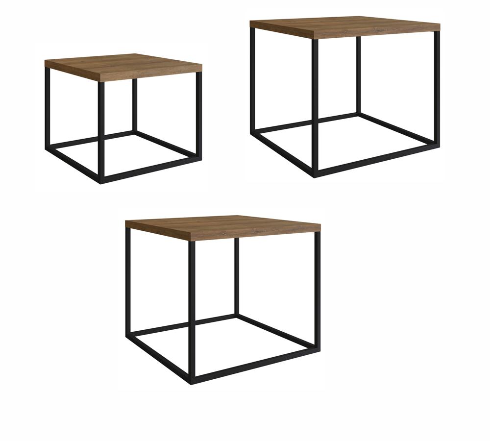 Conjunto Mesas De Centro Aço 03 Peças Preto Vermont Milani Store