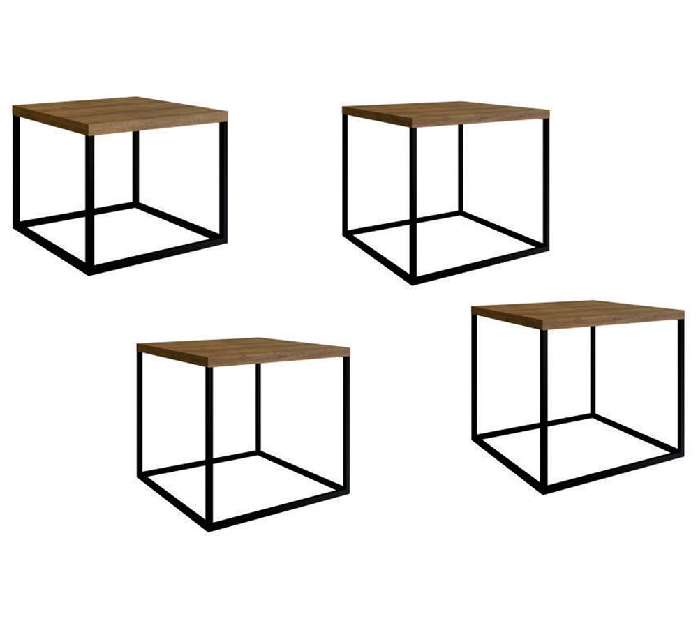Conjunto Mesas De Centro Aço 04 Peças Preto Vermont Milani Store