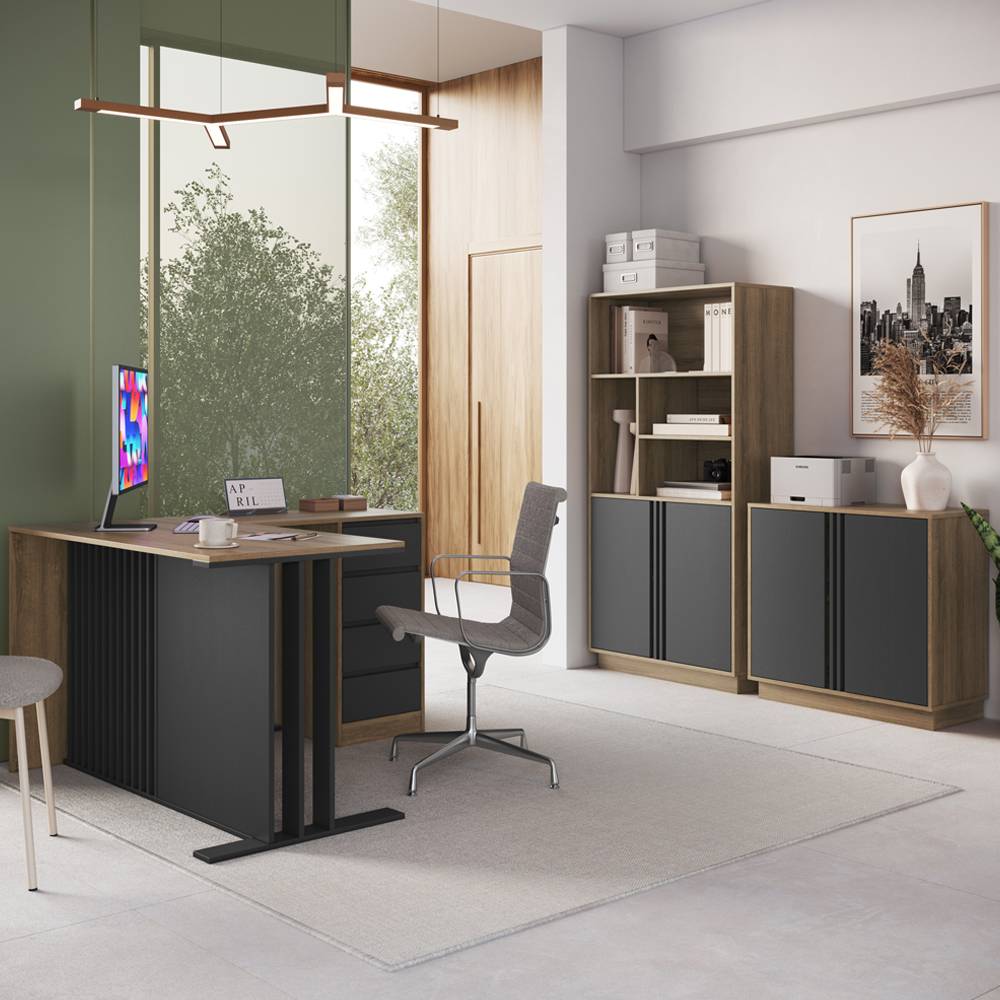 Conjunto Para Escritorio Office 3 Peças CM4080 Mel Grafite FAEM