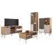 Conjunto Para Sala Rack TV 60 Pol Carvalho Branco Grafite Prata ARLY