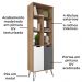 Conjunto Para Sala Rack TV 60 Pol Carvalho Branco Grafite Prata ARLY