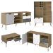 Conjunto Sala Estar Rack TV 60 Pol Carvalho Branco Grafite Prata ARLY