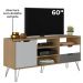 Conjunto Sala Estar Rack TV 60 Pol Carvalho Branco Grafite Prata ARLY