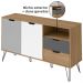 Conjunto Sala Estar Rack TV 60 Pol Carvalho Branco Grafite Prata ARLY