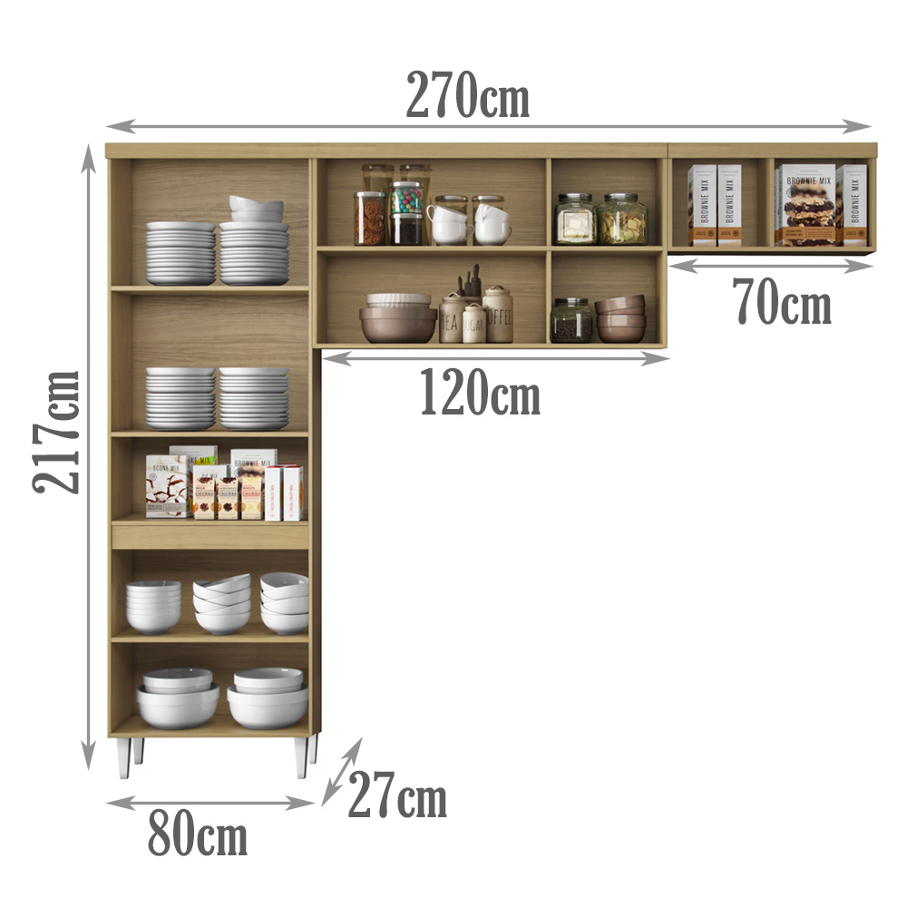 Cozinha Compacta 3 Peças 270cm 2012190 Atacama Off White ARMoveis
