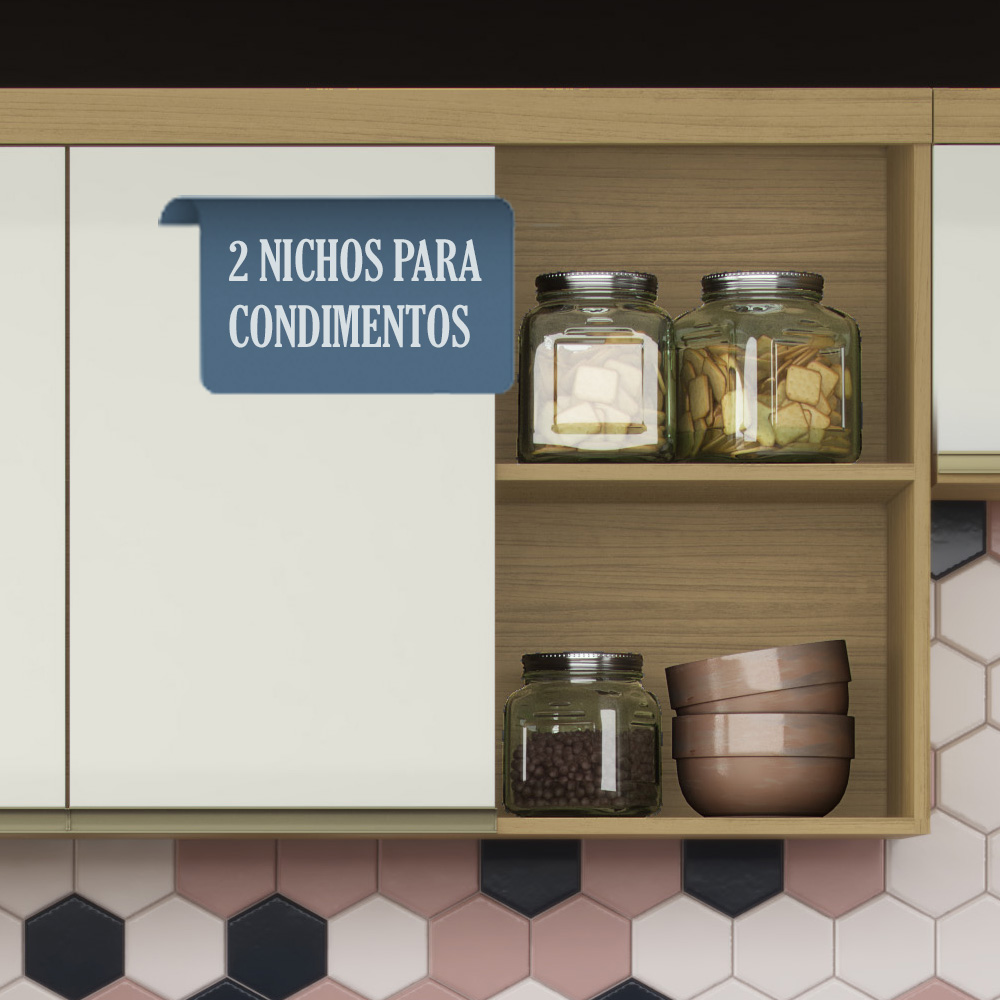 Cozinha Compacta 3 Peças 270cm 2012190 Atacama Off White ARMoveis