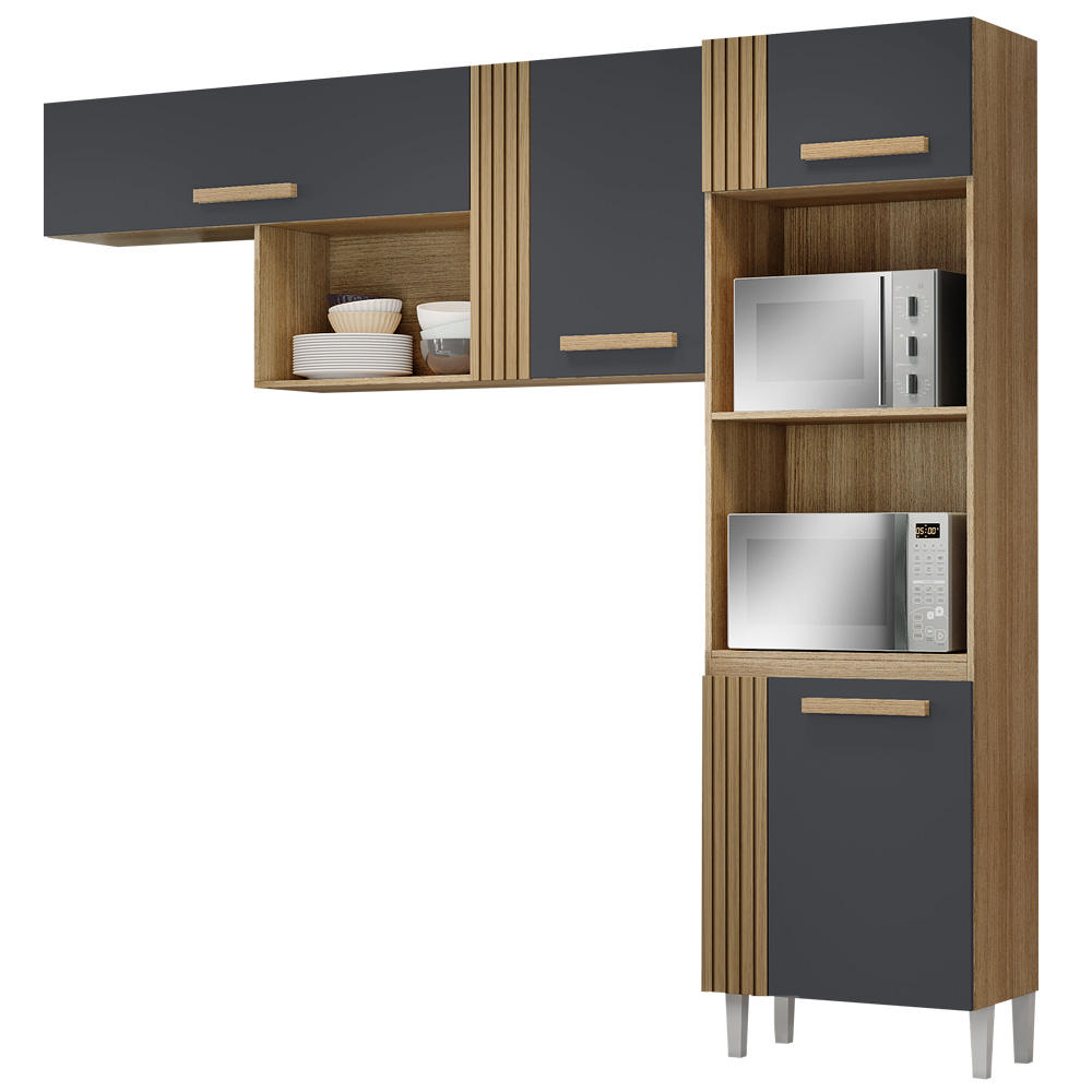 Cozinha Compacta 4 Portas 2001910 Atacama Grafite ARMoveis