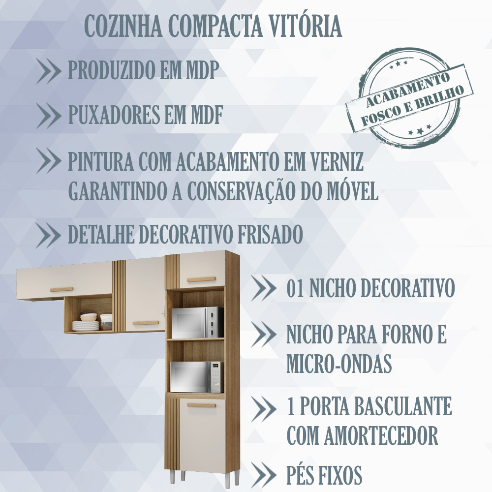 Cozinha Compacta 4 Portas 2001910 Atacama Off White ARMoveis