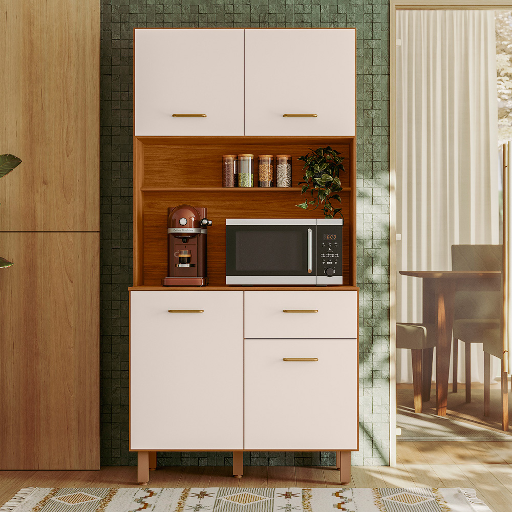 Cozinha Compacta 4P 1G 90 cm Izzi Freijo Off White PLN