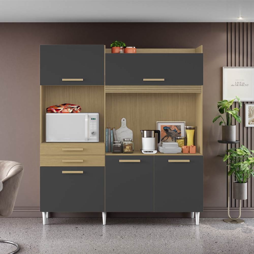 Cozinha Compacta 5 Portas 182cm 2000448 Atacama Grafite ARMoveis