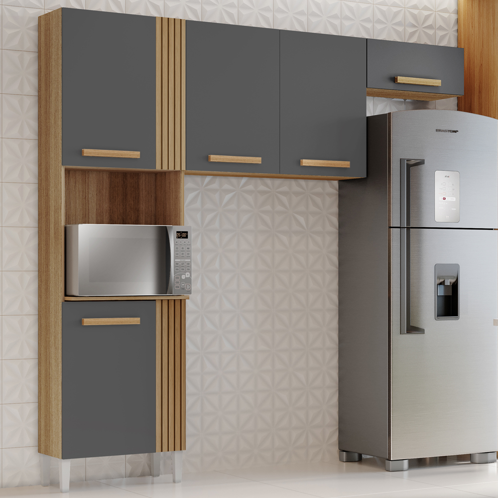 Cozinha Compacta 5 Portas 210cm 2012155 Atacama Grafite ARMoveis