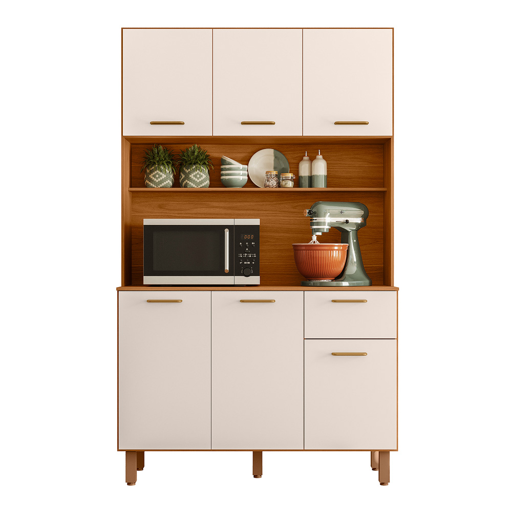 Cozinha Compacta 6P 1G 110 cm Livi Freijo Off White PLN