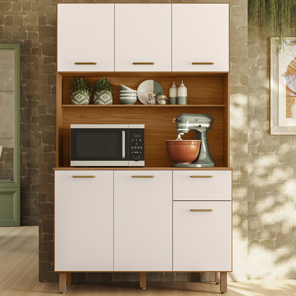 Cozinha Compacta 6P 1G 110 cm Livi Freijo Off White PLN