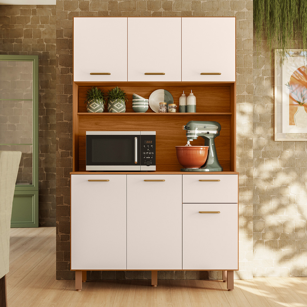 Cozinha Compacta 6P 1G 110 cm Livi Freijo Off White PLN