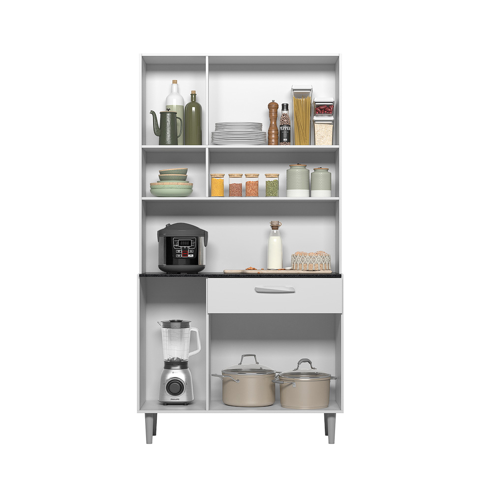 Cozinha Compacta 6P 1G 91 cm Coral Branco PLN